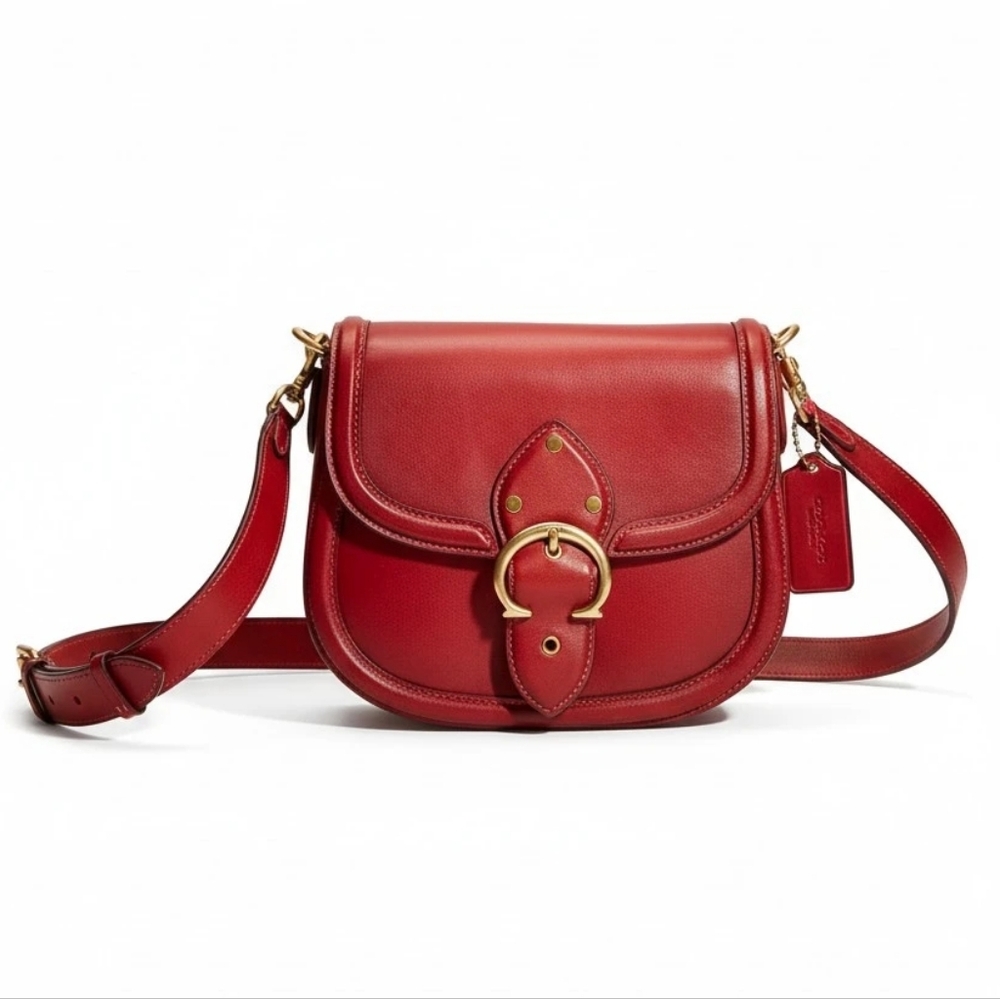 COACH Saddle Bag Leather Crossbody Shoulder Bag w/ Brass Hardware